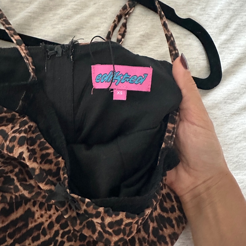 EDIKTED Edin Leopard Print Mesh Bra size XS - Picture 9 of 9